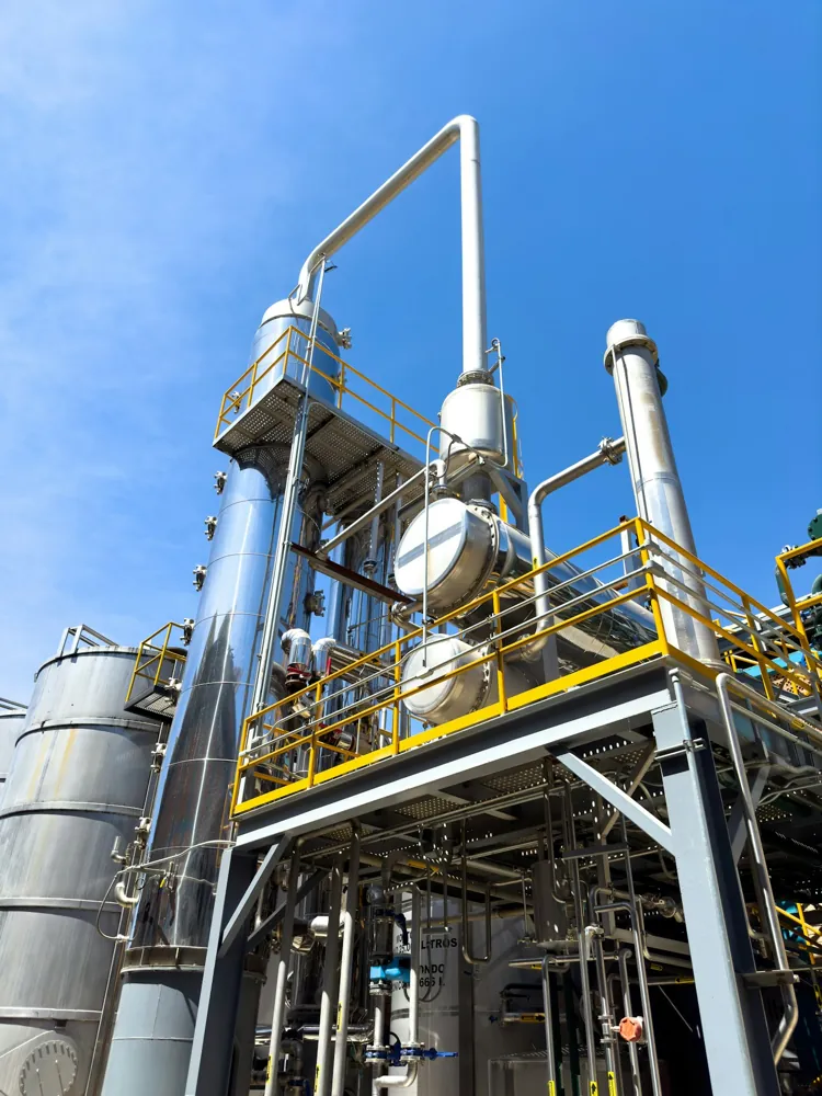 Chemical processing plant with pipes and storage tanks